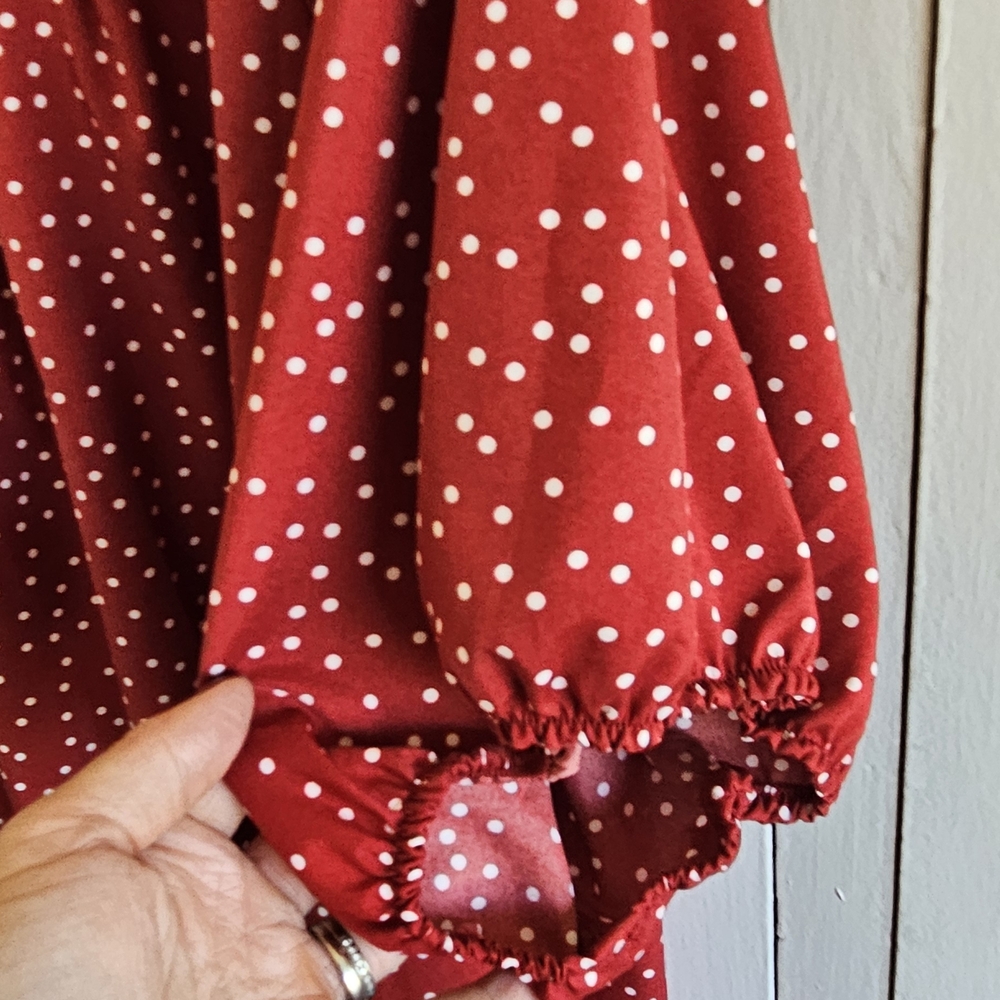 BloomChic Red Polka Dot Blouse - Picture 2 of 8